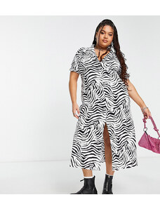 ASOS Curve ASOS DESIGN Curve - Ultimate - Vestito midi da giorno con motivo zebrato bianco e nero-Multicolore