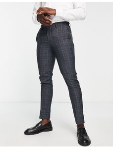 Jack & Jones Premium - Pantaloni da abito super slim blu a quadri-Blu navy