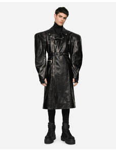 Cappotto in pelle nera lungo stile matrix nappa effetto liscio DArienzo Uomo Abbigliamento Cappotti e giubbotti Soprabiti Cappotti 
