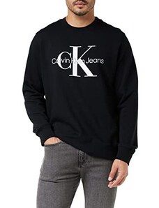 Calvin Klein Jeans Felpa Uomo Core Monologo senza Cappuccio, Nero (Ck Black), S