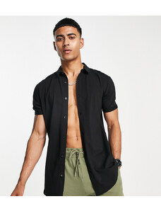 New Look - Camicia attillata a maniche corte in jersey nera-Nero