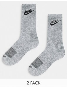 Nike Training - Everyday Cushioned Plus - Confezione da 2 paia di calzini imbottiti grigi-Grigio