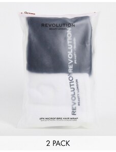 Revolution - Hair - Confezione da 2 asciugamani per capelli in microfibra nero/bianco-Nessun colore