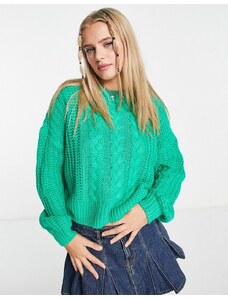 Noisy May - Maglione in maglia a trecce verde acceso