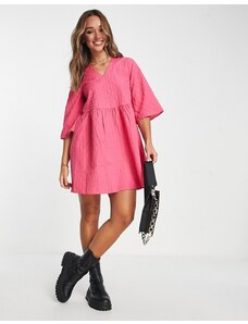 Vero Moda - Vestito grembiule corto testurizzato rosa