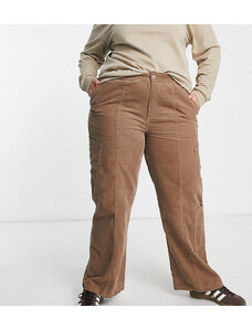 ASOS Curve ASOS DESIGN Curve - Pantaloni cargo stile anni '00 in velluto a coste color fungo-Marrone