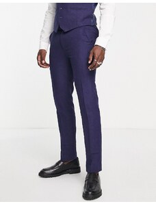 Harry Brown - Pantaloni da abito da matrimonio in tweed blu navy