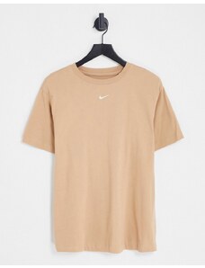 Nike - Essential - T-shirt boyfriend marrone canapa con logo Nike piccolo