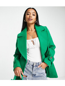 Forever New Petite - Cappotto elegante a portafoglio verde vivace