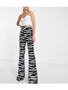 ASOS Tall ASOS DESIGN Tall - Pantaloni a fondo ampio zebrati con paillettes-Nero