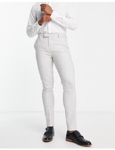 ASOS DESIGN - Pantaloni da abito skinny in twill grigio ghiaccio di misto lana
