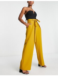 ASOS DESIGN - Pantaloni a fondo ampio con cintura giallo senape
