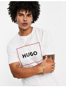 Hugo Red HUGO - Dumex - T-shirt bianca con logo squadrato profilato-Bianco
