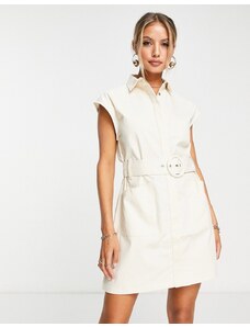 Pretty Lavish - Vestito corto sartoriale color crema con cintura-Bianco