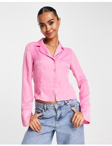 Glamorous - Camicia aderente stile anni '90 con bottoni in raso rosa
