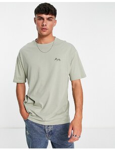 New Look - T-shirt verde salvia con montagna ricamata