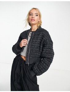 & Other Stories - Giacca bomber nera a punto smock-Nero