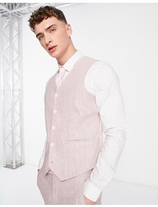 ASOS DESIGN - Gilet da abito super skinny in misto lana rosa a quadri pied de poule