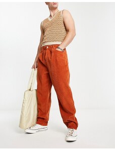 ASOS DESIGN - Jeans a palloncino in velluto a coste arancione