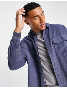 ASOS DESIGN - Camicia oversize in velluto a coste blu crepuscolare con doppia tasca