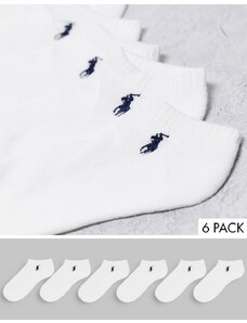 Polo Ralph Lauren - Confezione da 6 calzini bianchi con logo-Bianco