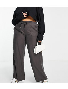 Simply Be - Pantaloni cargo a fondo ampio grigi con tasche laterali con zip-Grigio