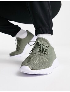 New Look - Sneakers in maglia verde kaki scuro