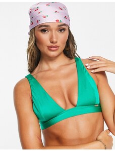 Free Society - Mix and Match - Top bikini a triangolo con fascia spessa verde metallizzato