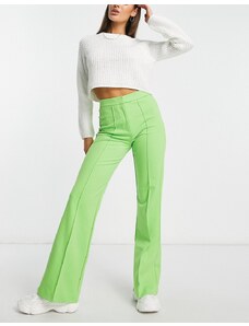 Only - Pantaloni a zampa a vita alta color lime in coordinato-Verde