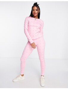 adidas Originals - Luxe Lounge - Leggings a vita alta rosa con logo ripetuto