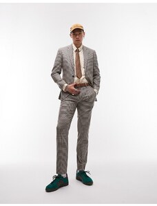 Topman Wedding - Pantaloni da abito skinny marroni a quadretti-Marrone