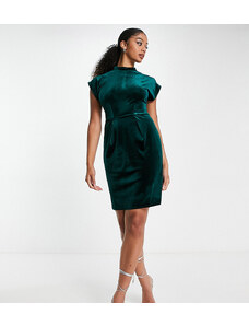 Closet London Tall - Vestito corto in velluto color smeraldo-Verde