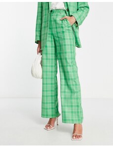 ASOS DESIGN - Pantaloni da abito dritti a quadri verde