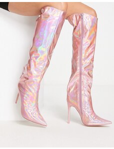 Public Desire - Independent - Stivali metallici al ginocchio, colore rosa