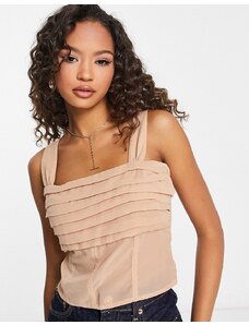 Abercrombie & Fitch - Top babydoll marrone trasparente
