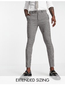 ASOS DESIGN - Pantaloni da abito super skinny, colore marrone con motivo pied de poule