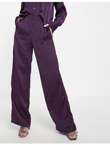 JJXX - Kira - Pantaloni dad fit in raso viola scuro in coordinato