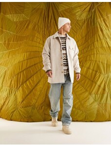 ASOS DESIGN - Camicia giacca oversize effetto lana color pietra-Neutro