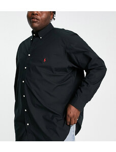 Polo Ralph Lauren Big & Tall - Camicia in popeline con logo iconico nera-Nero