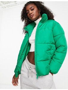 New Look - Cappotto squadrato con zip verde acceso