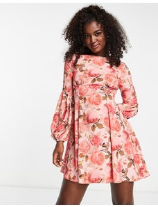 Miss Selfridge - Vestito corto stile corsetto con stampa di rose-Multicolore