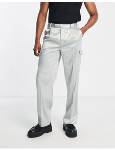 ASOS DESIGN - Pantaloni cargo a fondo ampio color salvia-Verde