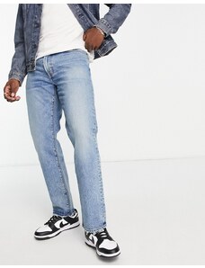 Abercrombie & Fitch - Jeans dritti con lavaggio medio vintage leggermente invecchiati-Blu