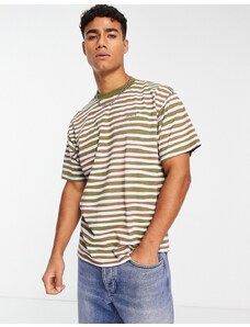 Levi's - Pool Side - T-shirt color crema a righe con logo piccolo-Nero