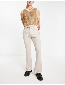ASOS DESIGN - Pantaloni skinny eleganti a zampa color pietra-Neutro