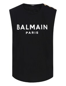 BALMAIN T-shirt con logo e 3 bottoni