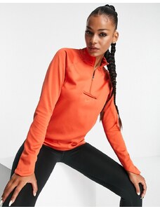 Nike Running - Trail Dri-FIT - Top midlayer arancione con zip corta