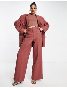 ASOS DESIGN - Pantaloni da abito con fondo ampio color castagna-Marrone