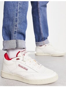Reebok - Club C Mid II - Sneakers bianche e rosse vintage-Bianco