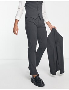 Noak - Camden - Pantaloni slim da abito in tessuto premium grigio antracite elasticizzato